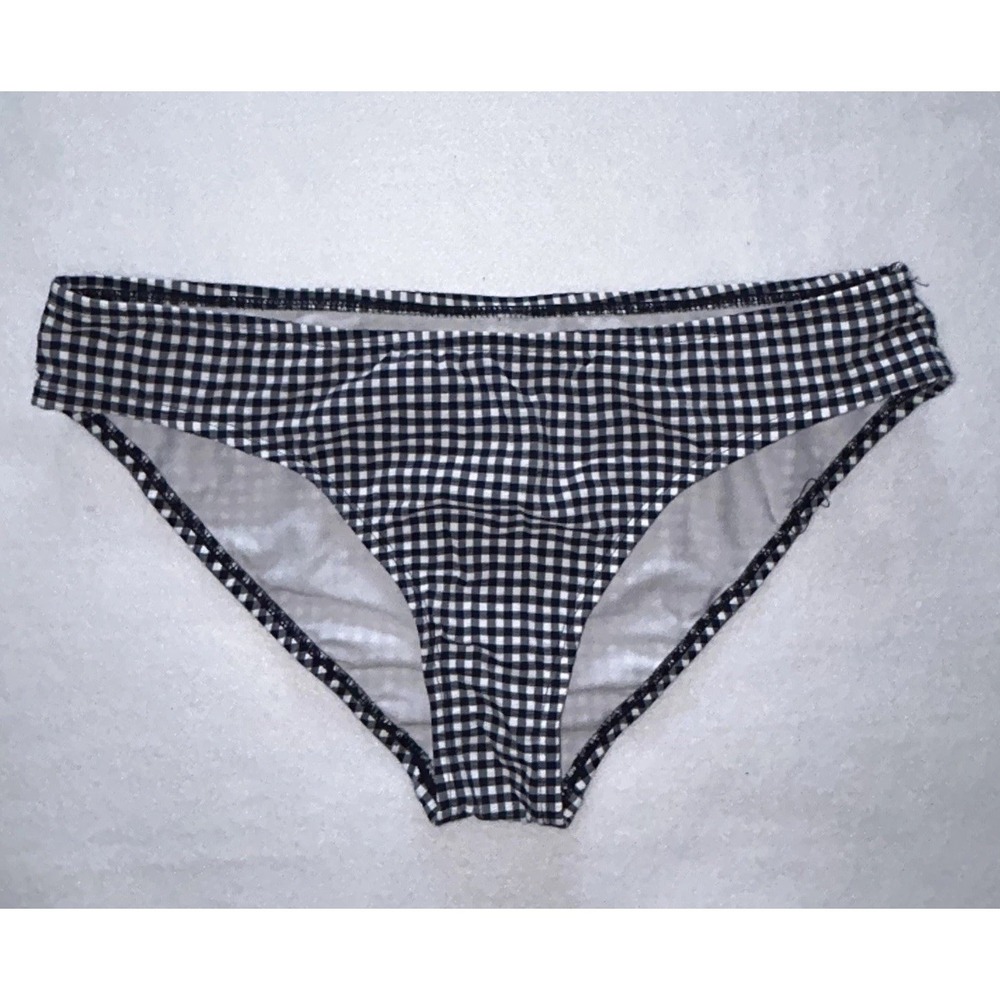 Womens Navy & White Gingham/Checkered Swim Bikini‎ Bottom - MEDIUM